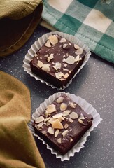 Homemade Fudgy Brownies with Almonds