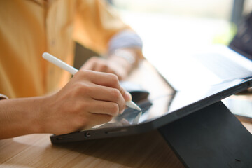 Student studying online and preparing for exams
