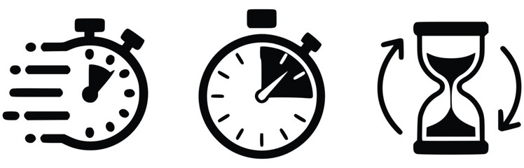Timer Icons Stopwatch Hourglass Symbol For Speed Time Management And Deadlines