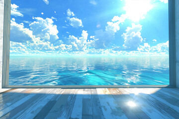 Obraz premium Sea and sky. Panoramic view of the sky and sea 