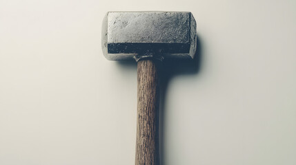 An old hammer with a worn wooden handle and weathered metal head representing vintage construction tools rustic craftsmanship and traditional DIY and repair work equipment