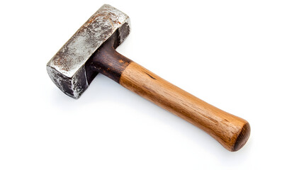 An old hammer with a worn wooden handle and weathered metal head representing vintage construction tools rustic craftsmanship and traditional DIY and repair work equipment