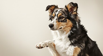 Fototapeta premium Gentle Border Collie Portrait Warm Hues Digital Painting AI Generated