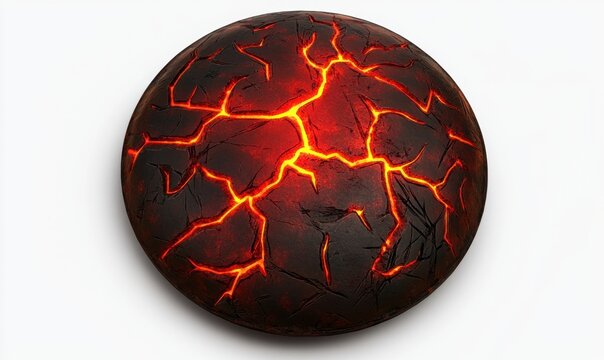 Glowing Lava Sphere, Volcanic Rock, Fantasy Game Asset