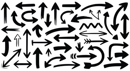 Collection Of Hand Drawn Arrows In Different Styles And Directions