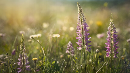 Fototapeta premium Blooming Meadow A Symphony of Wildflowers in Spring