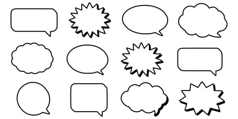 Fototapeta premium Set Of Hand Drawn Speech Bubbles In Various Shapes And Styles