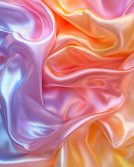 Obraz premium Crumpled satin nebula folds in zero gravity, high-grade fabric simulates interstellar gradient colors, abstract design background material.