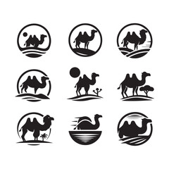 Obraz premium Camel logo icon. Camel vector icon. Camel silhouette logo vector on a white background