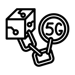 5G Blockchain Vector Line Icon Design