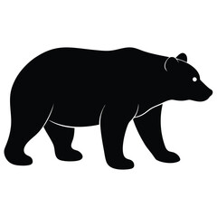 Fototapeta premium Simple Black Bear Silhouette Walking Isolated On White Background Vector Graphic.