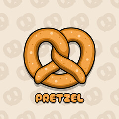 National Pretzel Day to celebrate on April 26th. A delicious pretzel bun with bold text on beige background. Food event banner.