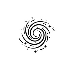 Celestial Swirls: A dynamic and abstract depiction of a galaxy, with swirling lines and sparkling stars, evoking a sense of cosmic energy.