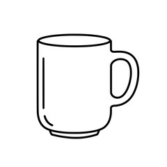 Mug Outline: A simple black and white illustration of a classic mug, perfect for morning coffee or tea. Its sleek design suggests a sense of calm and everyday use.