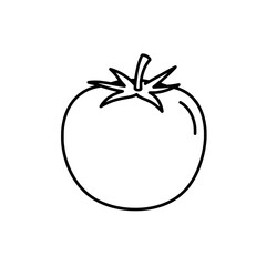 Tomato Icon: A crisp, minimalist line drawing showcases the iconic simplicity of a plump tomato, inviting viewers to appreciate the essence of fresh produce.