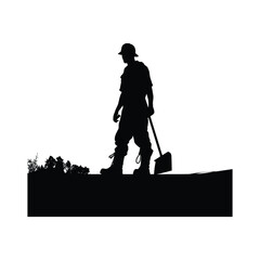 Obraz premium Worker silhouette clipart on a white background
