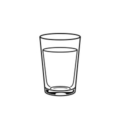 Minimalist Glass of Water: A clean, crisp, and minimalist illustration showcases a simple glass filled with water, emphasizing clarity, purity, and refreshing simplicity.