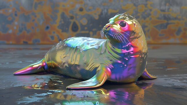 3D model of a multi-colored seal