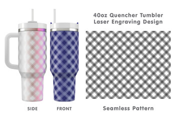 Seamless laser engraving design for 40oz tumbler. Abstract tileable pattern. Full tumbler wrap. Vector illustration.