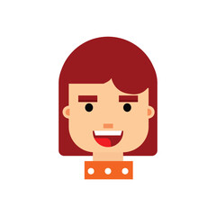 Happy Cartoon Woman A Smiling Portrait in Simple Vector Design