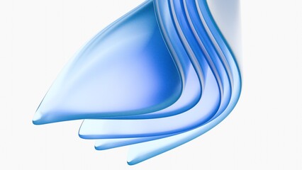 3D Abstract background on light background, gradient glass with blue dispersion, Iridescent design element for banner background.