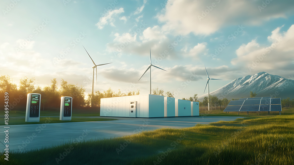 Wall mural an ai powered system enhancing energy storage by analyzing consumption patterns, ai-assisted energy 