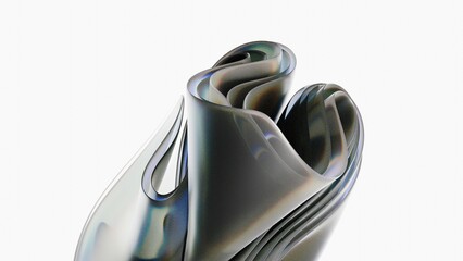 3D Abstract background on light background, gradient glass with blue dispersion, Iridescent design element for banner background.