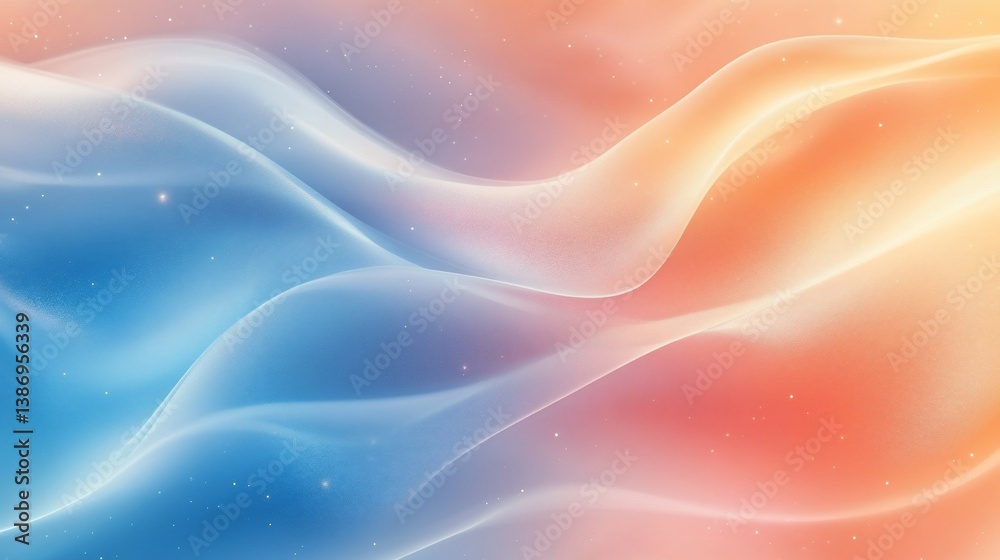 Poster abstract flowing gradient background with gentle waves and sparkling dust