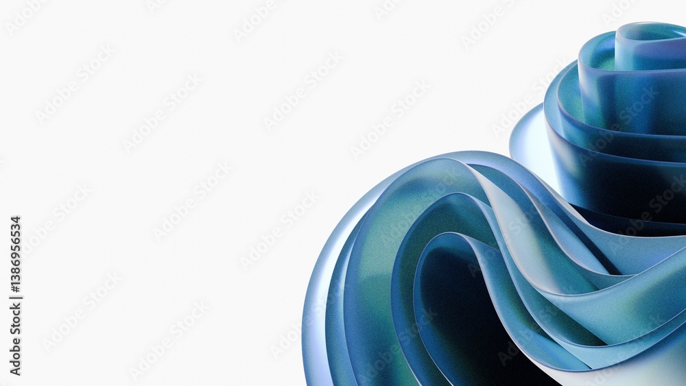Fototapete 3d abstract background on light background, gradient glass with blue dispersion, iridescent design e