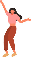 People welcoming gesture. Woman celebrate while wearing pink clothes support breast cancer