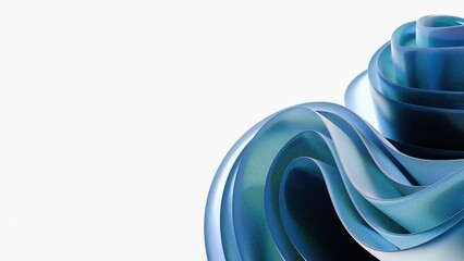 3D Abstract background on light background, gradient glass with blue dispersion, Iridescent design element for banner background.