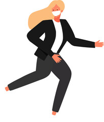 businesswoman or employee running away and scared using white mask