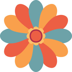 Stylized Flower Illustration with Geometric Petals and Retro Color Palette in Vector Art Style