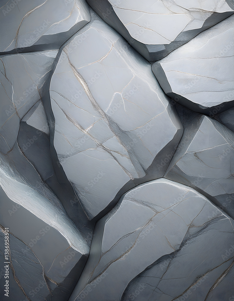 Poster a close-up view of textured gray rocks, showcasing intricate details and natural patterns in shades 