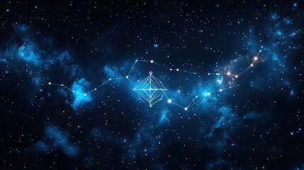Cosmic Night Sky with Bright Stars, Nebulae, and Celestial Patterns in a Deep Blue Universe for Background or Design Use