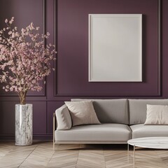 Elegant burgundy living room with modern furnishings