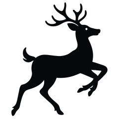 Elegant Leaping Deer Silhouette Illustration For Christmas Or Winter Holiday Projects.