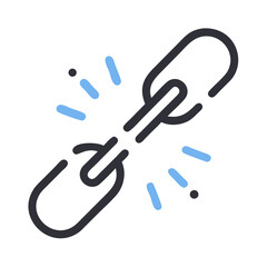 Broken Chain Link Representing Disconnect or Broken Connection Icon Design