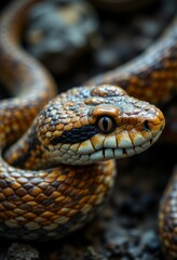 Fototapeta premium A close up of a snake's head on the ground