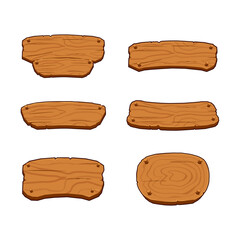 Naklejka premium Set of Blank Wooden Banner Cartoons, set of wooden boards