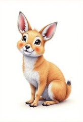 Obraz premium A drawing of a fennec fox sitting on a white background