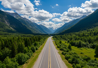 Scenic Highway Through Majestic Mountain Valley