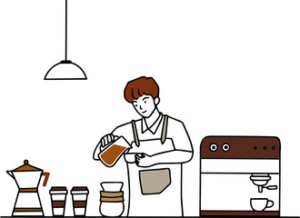 barista or barmaid cartoon