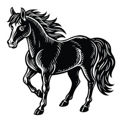 Horse Silhouette Vector &ndash; Black Equine Outline Graphic for Design & Print