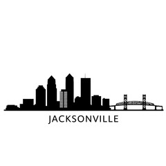 Fototapeta premium Jacksonville Skyline Silhouette - Vector Illustration