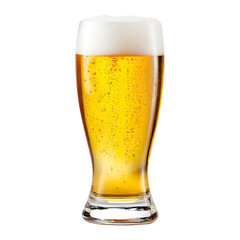 Glass of cold beer isolated on transparent background.