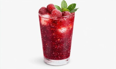 Refreshing raspberry iced drink with mint, perfect for summer menus or beverage websites