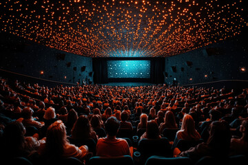 An engaging representation of a box office cinema, highlighting ticket sales and movie promotions