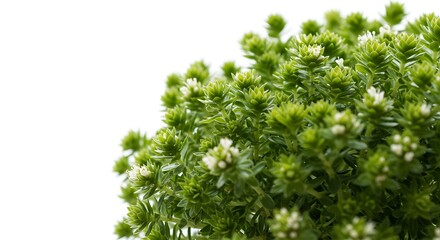 Fototapeta premium Close-Up of Delicate White-Flowered Green Plant Against Bright Background AI Generated