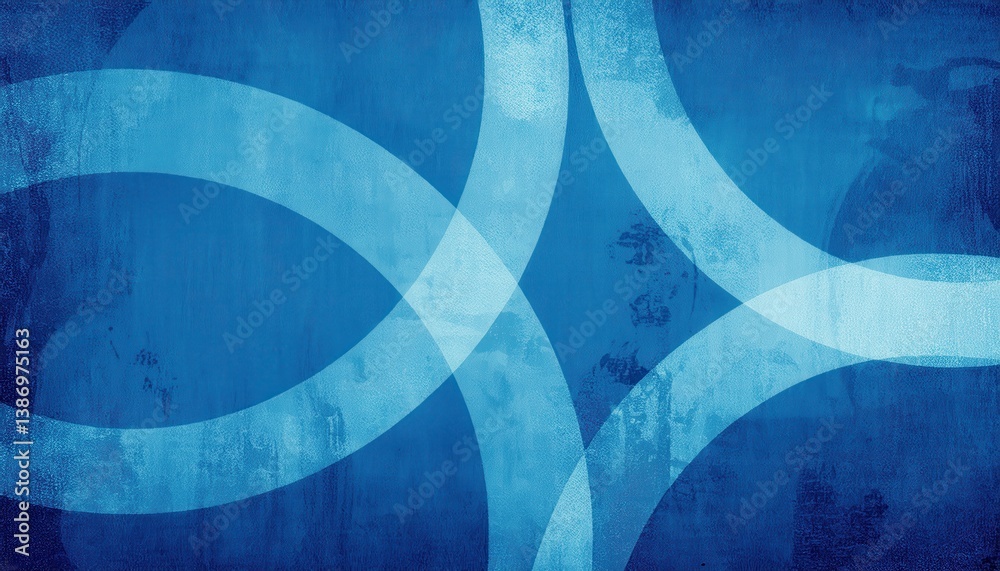 Poster abstract blue circle overlap with textured grunge backdrop for digital backgrounds, branding, and ar